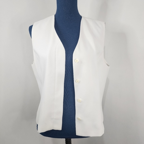 B Bennett White Lined Hidden Buttons Vest - Picture 8 of 12